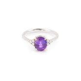 2.07 Carats Purple Sapphire Diamonds 18 Carat White Gold Ring